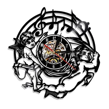

1Piece Music Notes Angels LED Wall Decor LED backlight Modern Clock Art Gramophone Record Clocks Music Gift