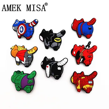 

1Pcs Avengers-Back Cats Style PVC Croc Shoe Charms Accessories Spoof Superhero Shoe Decoration for jibz Kid's Party X-mas Gift
