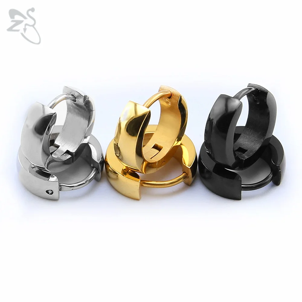 

Classic Hoop Earrings Stainless Steel Black Circle Piercing Helix Tragus Huggie Hoops Round Earring Creole For Female Lady Mens