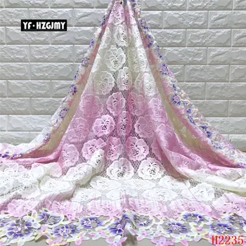 

YF HZGJMY African Lace Fabric Print 2019 Multi Color Flowers Dress Guipure Lace Fabric 2019 Nigerian Cord Lace for Women A2235