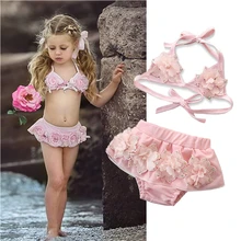 Летний купальник-танкини с цветочным принтом для маленьких девочек, купальный костюм, бикини, пляжная одежда