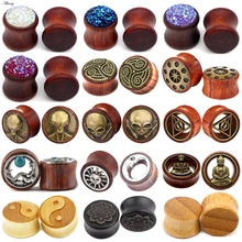 Alisouy 1 PC nowy drewno bambusowe zatyczki do uszu wskaźniki kolczyki kobiety mężczyźni Flesh tunel Expander Piericing nosze Piercing biżuteria