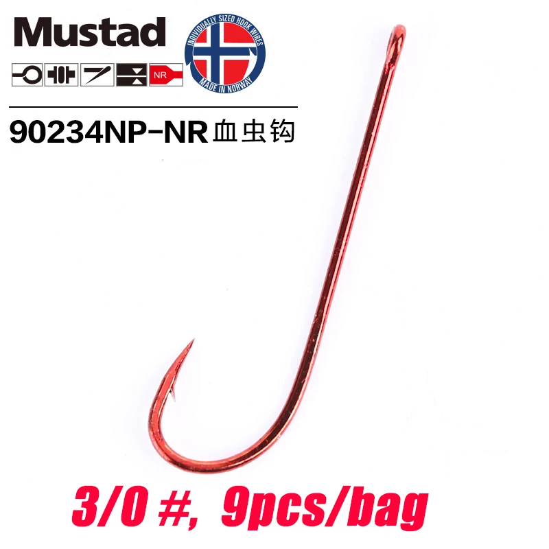 Mustad Norway происхождения рыболовный крючок EX-Long хвостовик кровопрочный червь высокой интенсивности рыболовные снасти крючок рыболовные принадлежности, 90234NP-NR - Цвет: 3-0