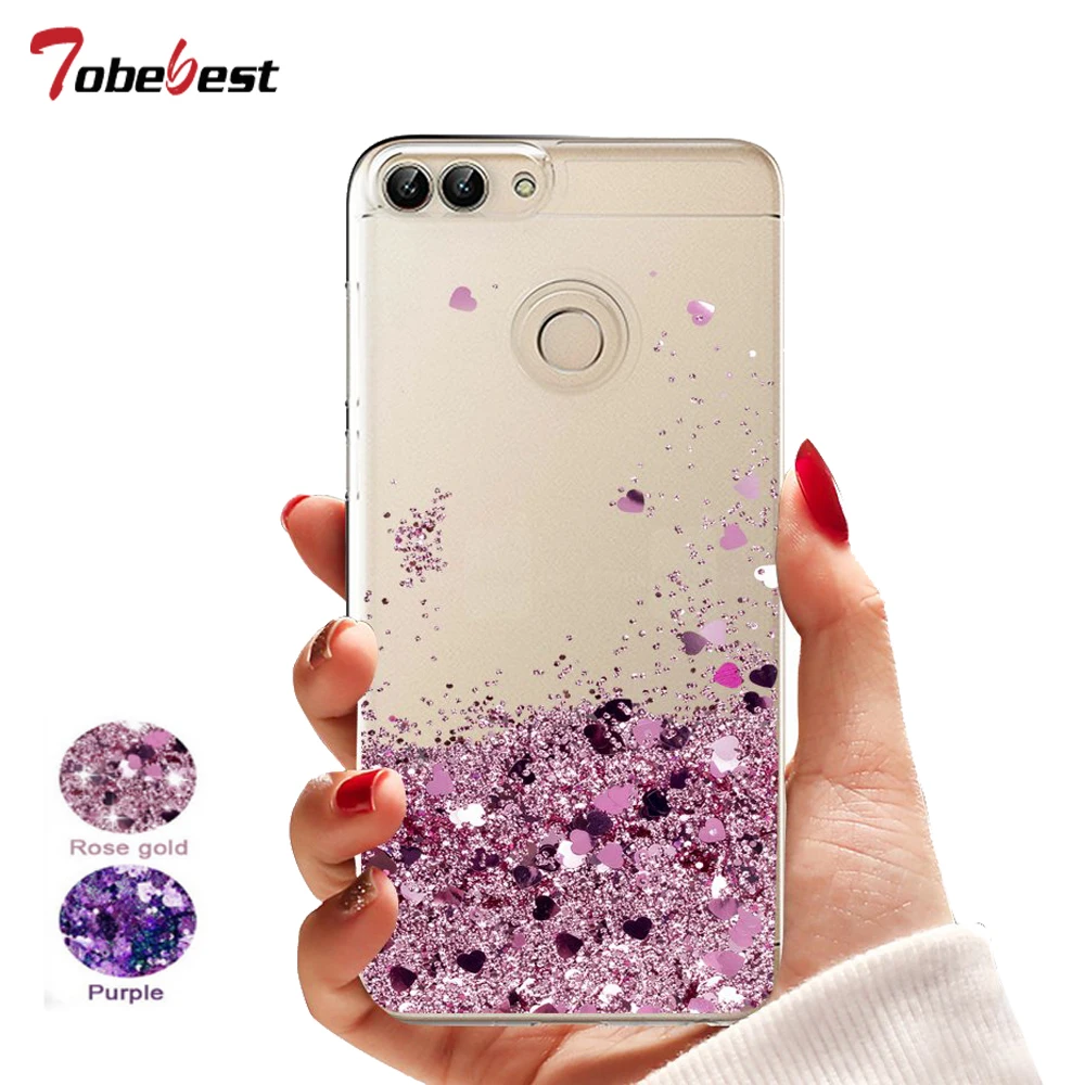 

Huawei P Smart Case Liquid Glitter Case On SFor Huawei Enjoy 7S Coque Huawei P smart Dynamic Quicksand TPU Slicone Back Cover