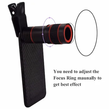 

Universal Tripod with Cell Phone Telescope Telephoto Camera Lens 8X Zoom Manual Focus Clip-on Camera Lens for iPhone Samsung