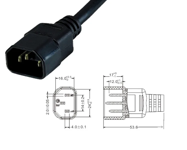 IEC 320 3-контакт C14 штекерным C13 женский основной Удлинительный шнур питания жильный кабель