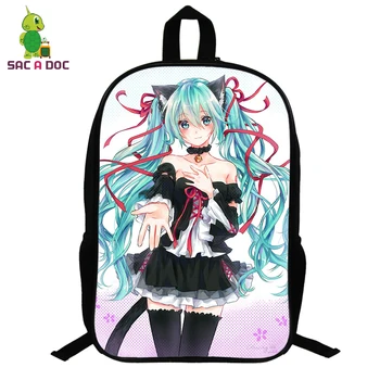 

14.5 Inch Student School Bags Miku Hatsune Japanese Anime School Backpack Teenage Schoolbag Cartoon Girls Backpack Gift Bagpack