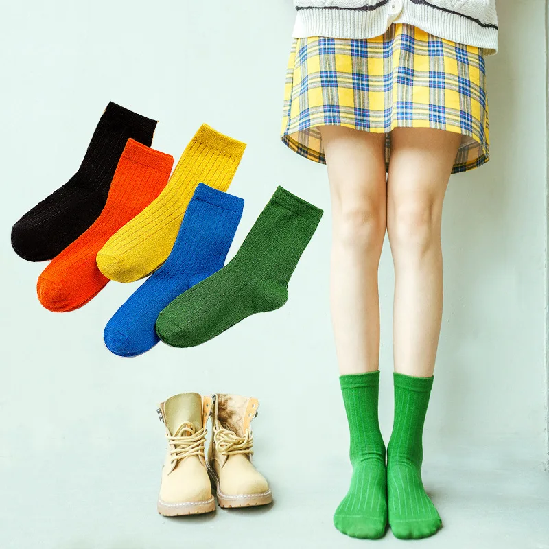 

5 pairs cotton socks women harajuku tube casual piles winter socks college wind socks sweat calcetines skarpetki