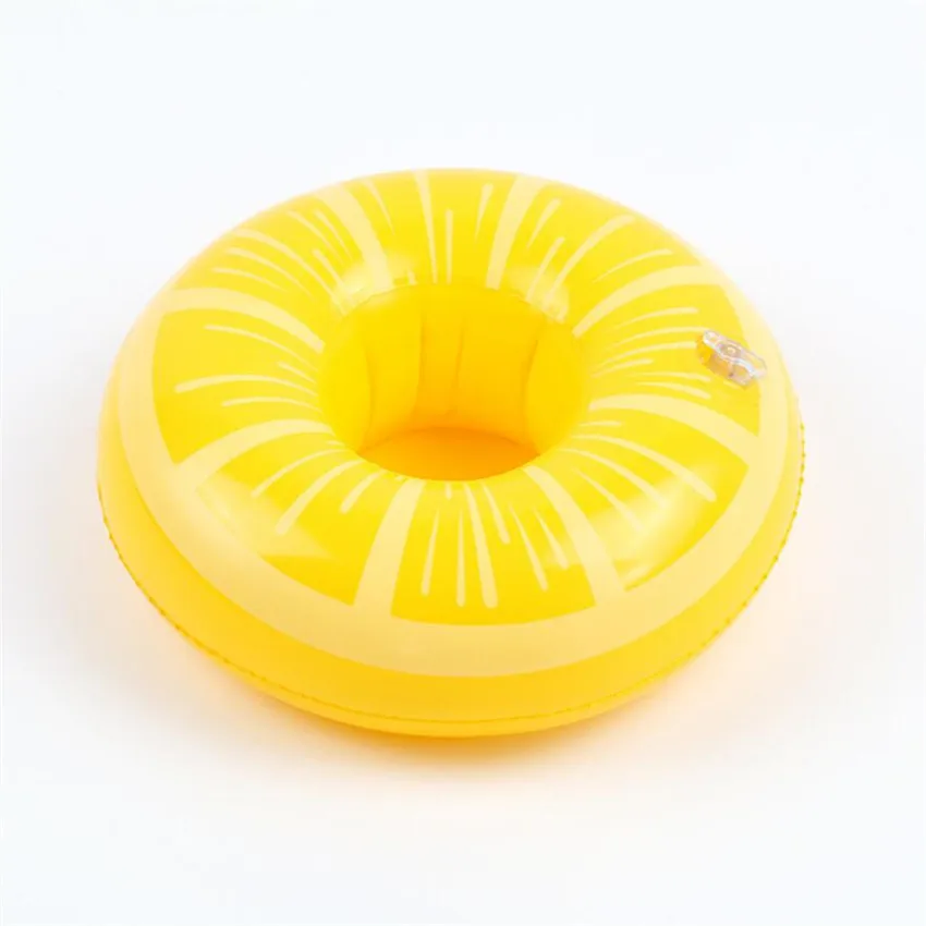 Гавайские Луау вечерние Фламинго/ананас/кокос пластиковые чашки для питья надувной бассейн поплавок держатель чашки летние пляжные вечерние принадлежности - Цвет: Yellow lemon