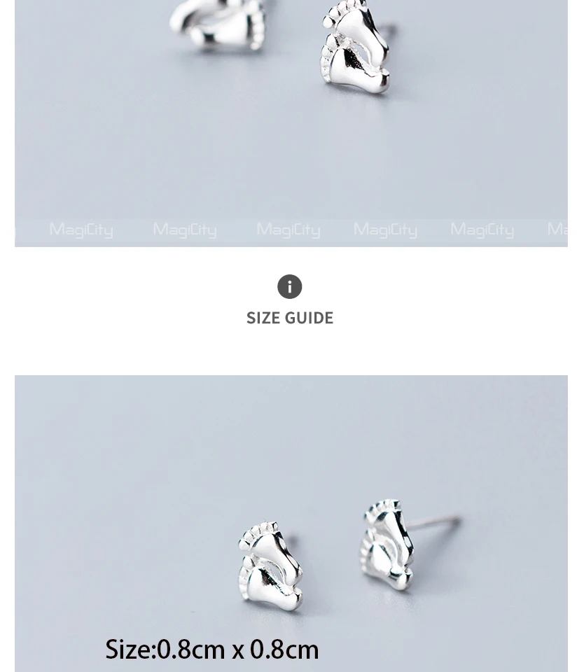 100% 925 Sterling Silver Petite Plain Feet Stud Earrings for Women Silver Small Earrings Fine Jewelry brincos oorbellen kinderen (2)