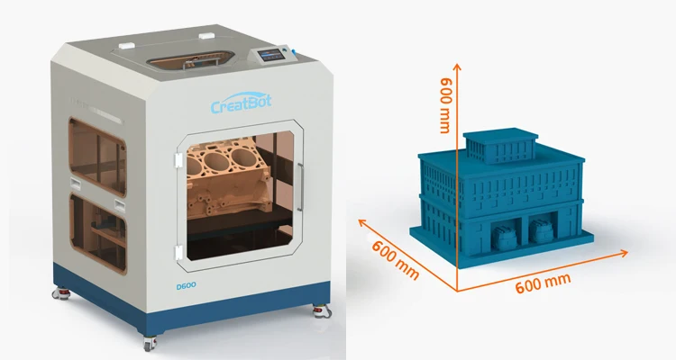 Высококачественный китайский продукт быстрого прототипирования полностью закрытый металлический каркас большая площадь печати 3d принтер D600 с двойным Экструдером