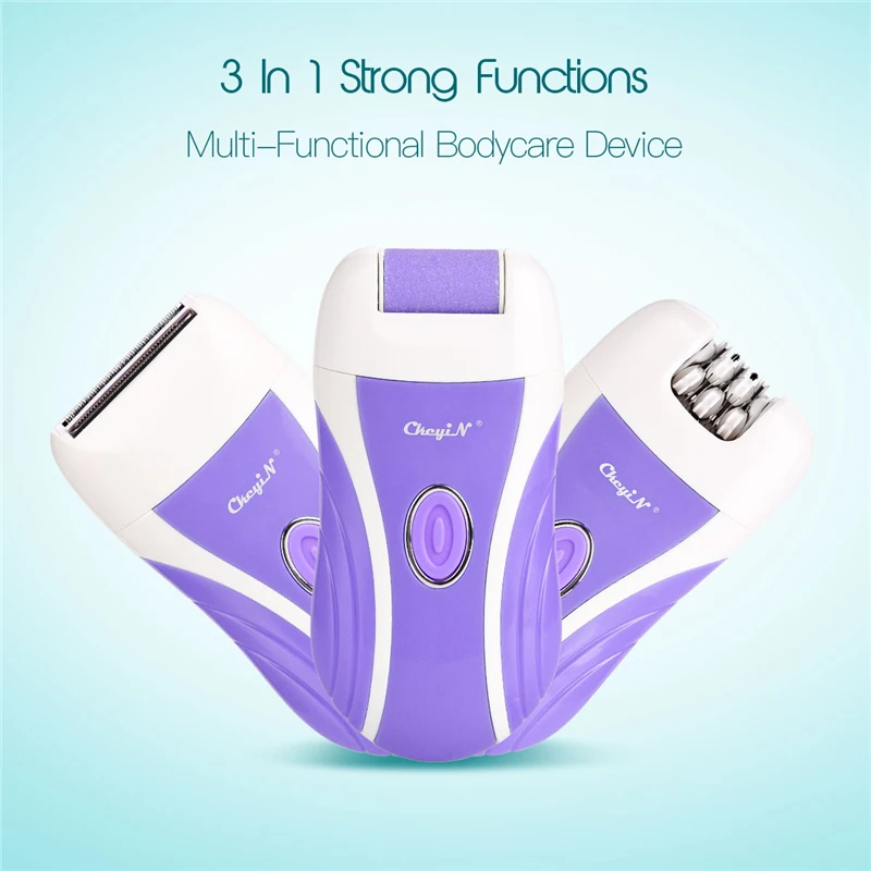 3 in 1 Rechargeable Epilator Hair Shave Remover Cordless Lady Razor Trimer Clipper Callus Remove He