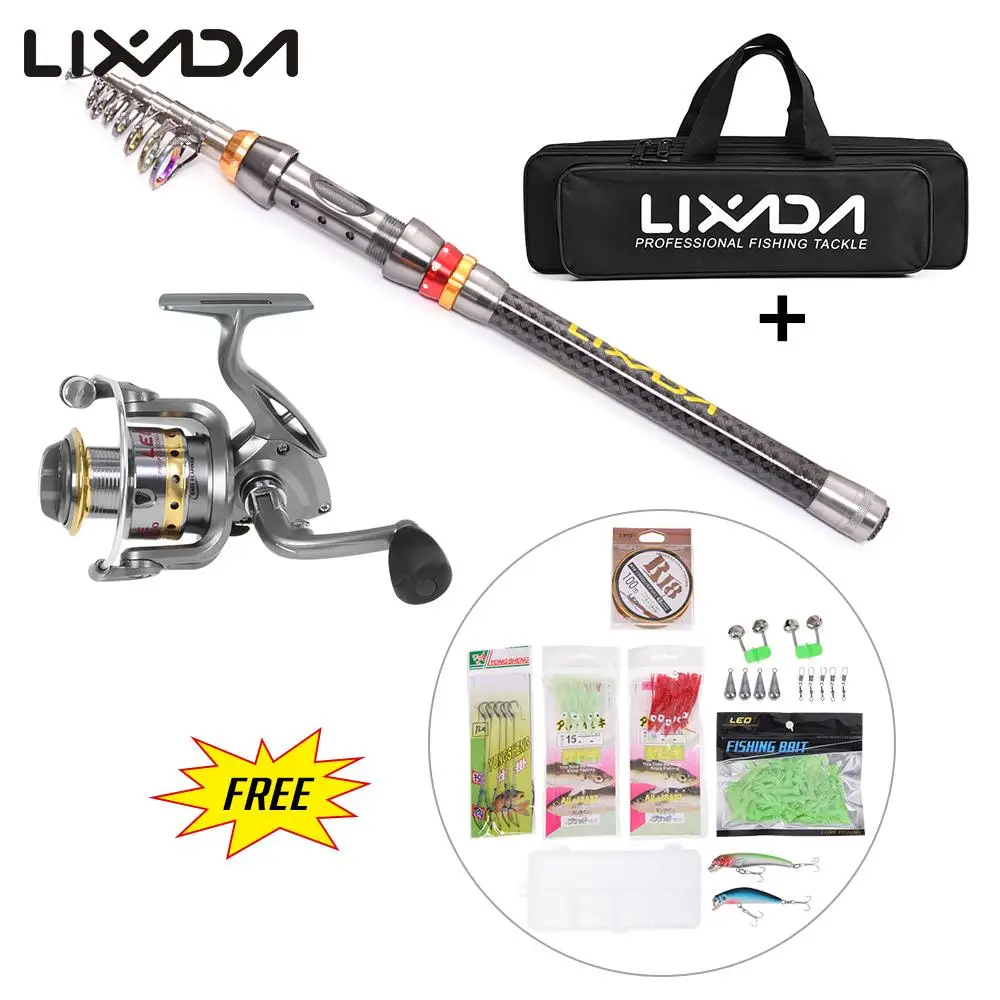 Telescopic Fishing Rod Combo and Reel Full Kit Spinning Fishing Reel Gear LL