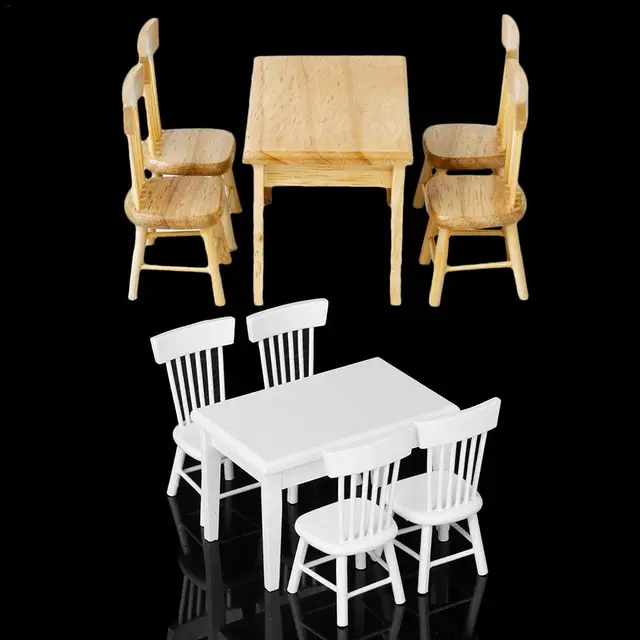 Best Offers 5 PCS Per Set 1:12 Table Chair Miniature Craft Wooden Dining Table Dollhouse Miniature Furniture Mini Dining Room Ornaments Best Offers 5 PCS Per Set 1:12 Table Chair Miniature Craft Wooden Dining Table Dollhouse Miniature Furniture Mini Dining Room Ornaments