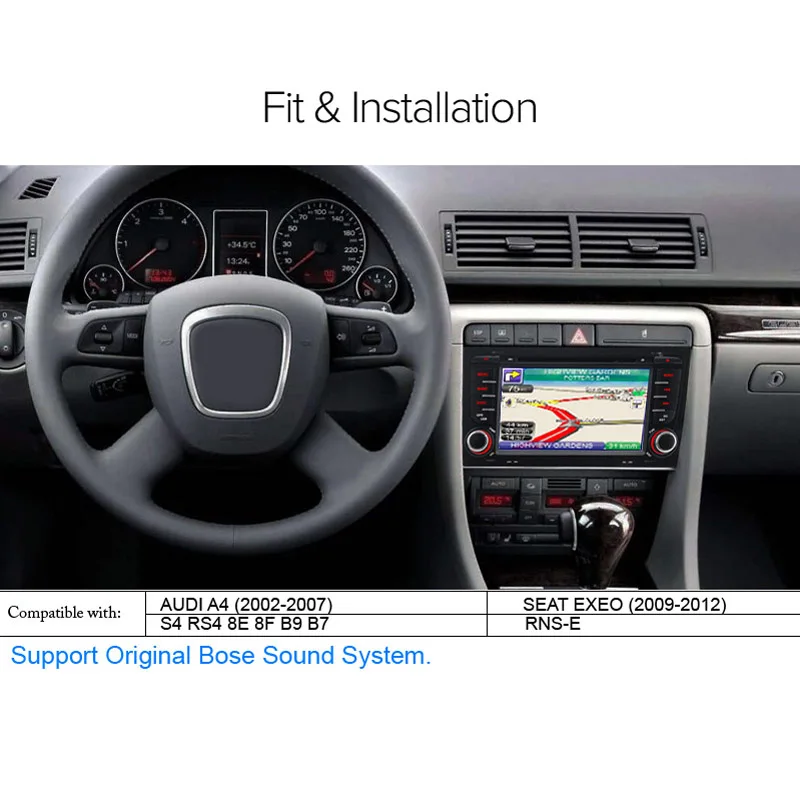 A Sure 2 Din 7 &quotAndroid автомобильное радио gps dvd плеер навигация для Audi/A4/S4 RS4 8E 8F B7 B9