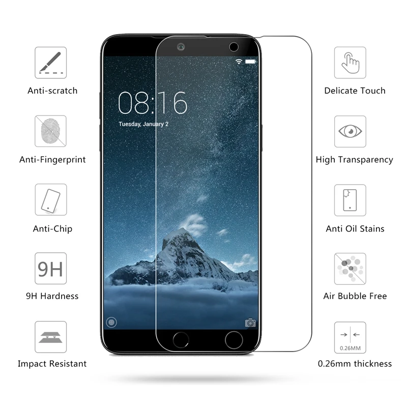 2pcs Protective Film for Meizu 15 Plus Screen Protector 2.5D 0.26mm 9H Protection Film for Meizu 15 Lite M15 Tempered Glass
