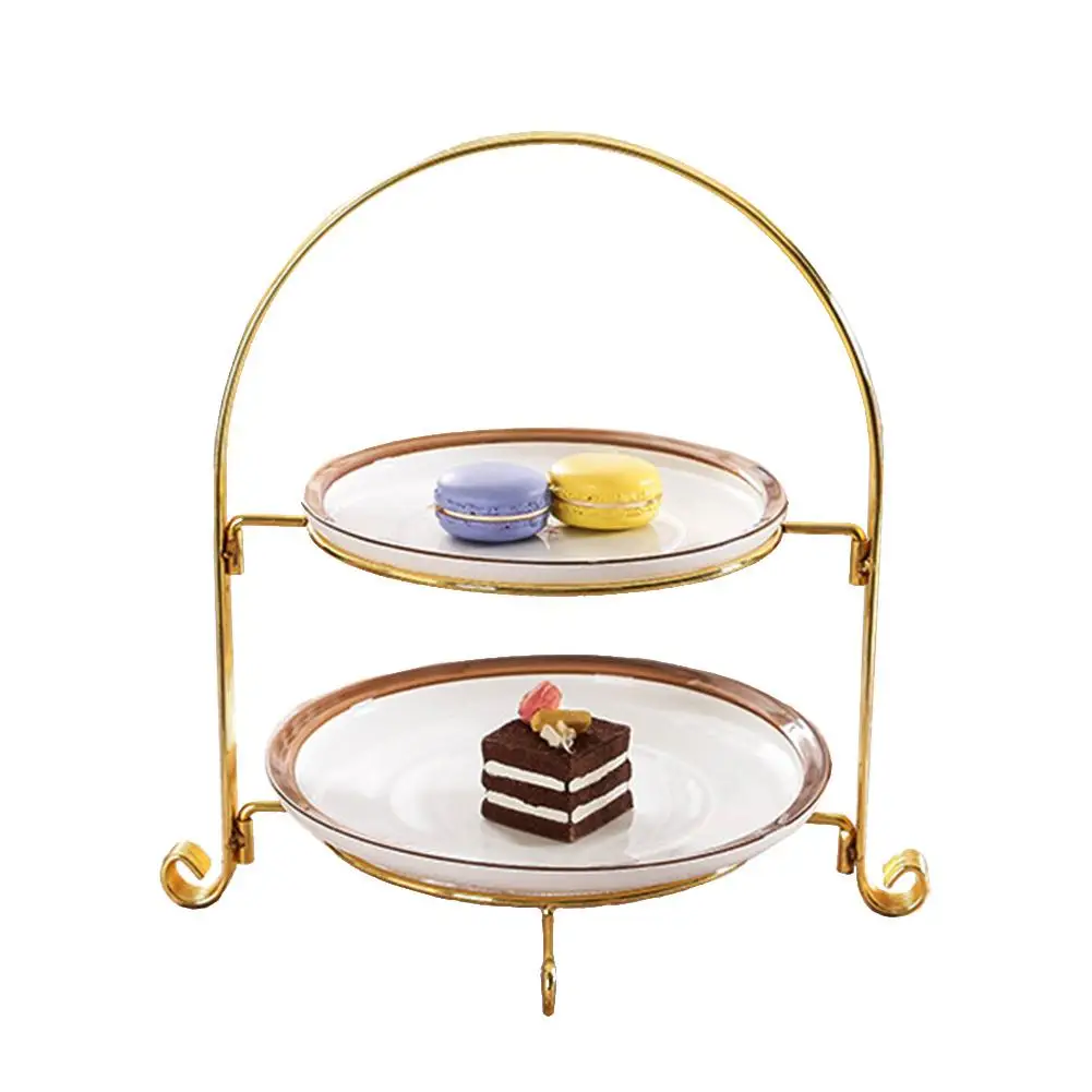 

Fruit Plate European Double Snack Rack Cake Stand Window Pastry Display Stand Snack Cake Organizer Desktop Decoration