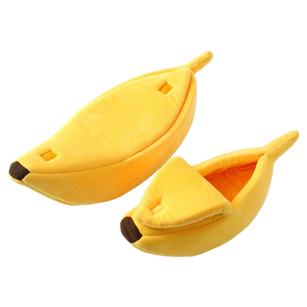  Winter Pet Bed For Cats Banana Shape Warm Soft Plush House For Small Dogs Cat Blanket Mats Puppy Ke