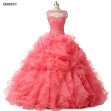 Пышные платья бальное платье Органза Арбуз кристаллы реальные фотографии vestido de 15 anos Дебютант сладкий 16 платье баллклид