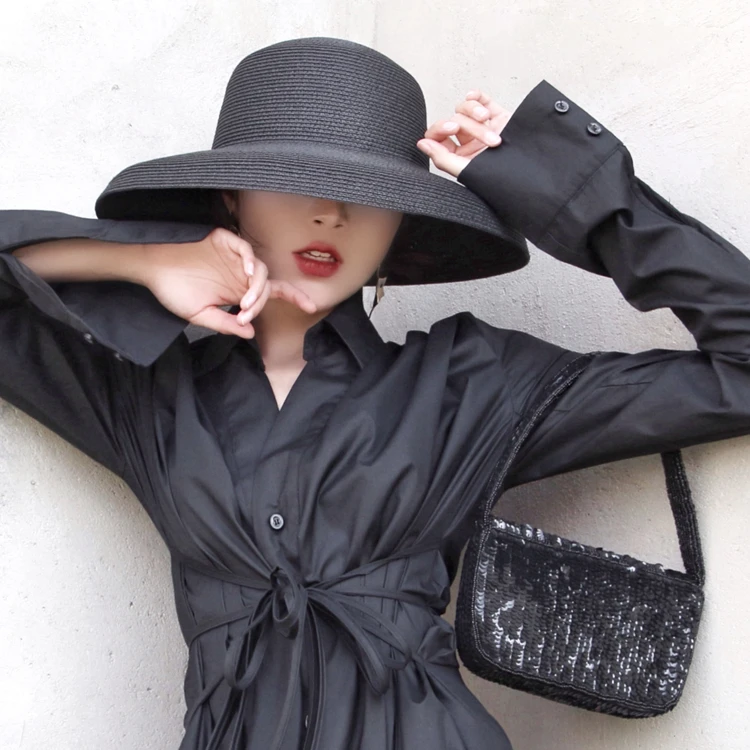 MAXSITI U Summer Hepburn Style Vintage Design Straw Hat Women Girls Solid Color Beach Holiday Big Sun Cap