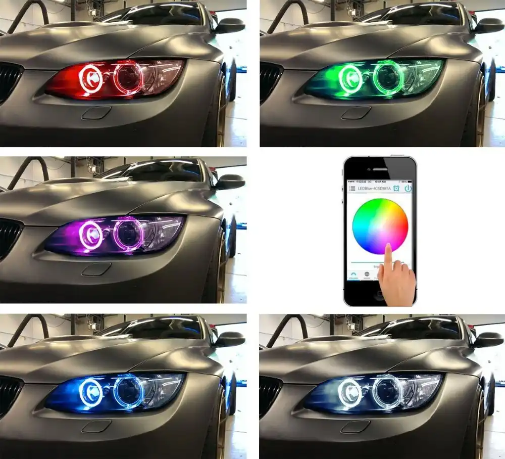 72w h8 rgb color change wifi control led angel eyes halo ring marker headlight bulb for bmw e82 e87 e83 1 3 5 series x3 x5 x6 z4 angel eyes halo led angelled angel