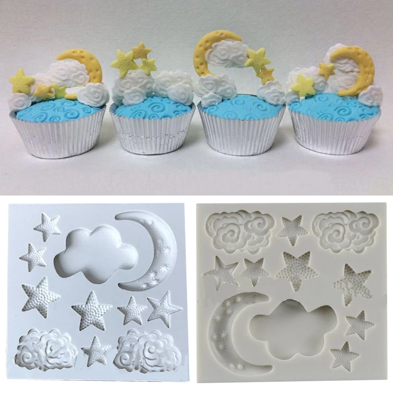 DIY Cloud Star Moon silicone mold fondant mold cake decorating tools chocolate gumpaste mold