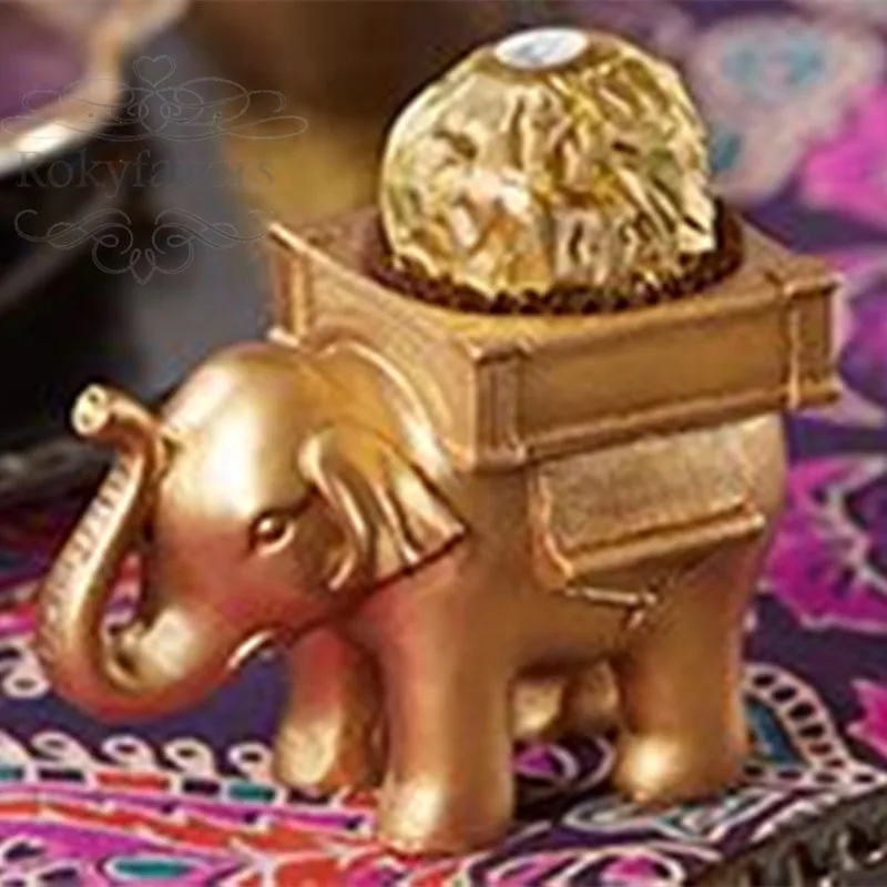 20 Good Luck Indian Gold Elephant Candles Wedding Bridal Shower Party Favors 