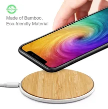 Fast Wireless Charger Bamboo Charging Pad 10W with Matte Aluminum Universal Newest Model for iPhone 8/ 8 Plu