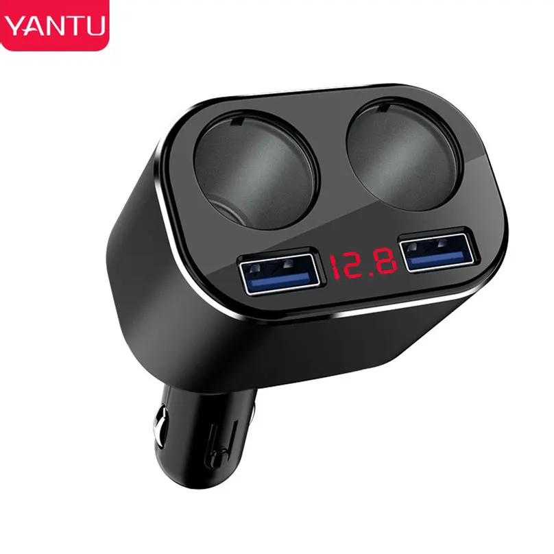 

YANTU 12V-24V Car Cigarette Lighter Socket Splitter Plug Car Charger Adapter 80W L01 Monitoring Wireless Dual USB Car Charge