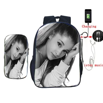 

Fashion Ariana Grande Backpack 2 Pcs/Set School Bag for Teenage Girls Boys Casual Rucksack Functional Travel Shoulder Mochila