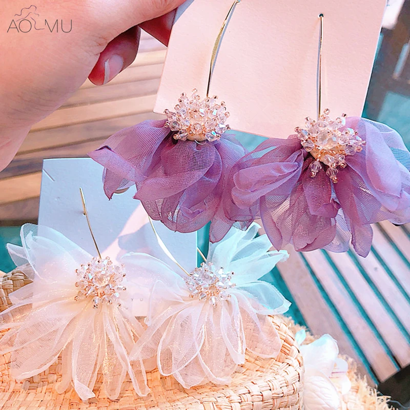 AOMU-Korea-New-Design-Boho-Transparent-Crystal-Beads-Chiffon-Lace-Big-Flower-Tassel-Holiday-Beach-Long_