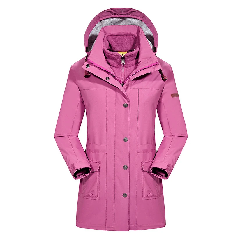 Хит, 3 в 1, Женская водонепроницаемая лыжная куртка для рыбалки, походов, Женская ветрозащитная куртка с капюшоном, зимняя теплая ветровка для кемпинга