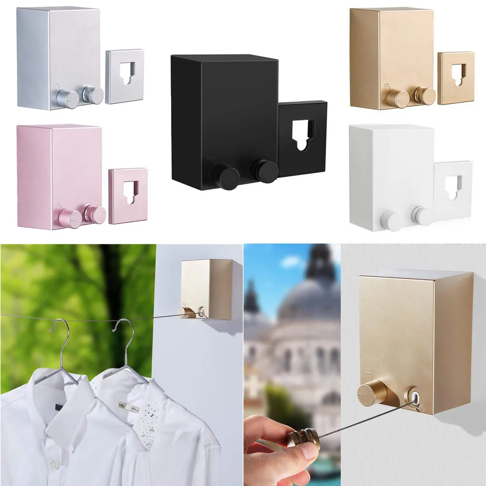

Indoor Wall Hanging Storage Holders Stretch Clothesline Balcony Bathroom Invisible Line Modern Storage Holders Home Tools#5%