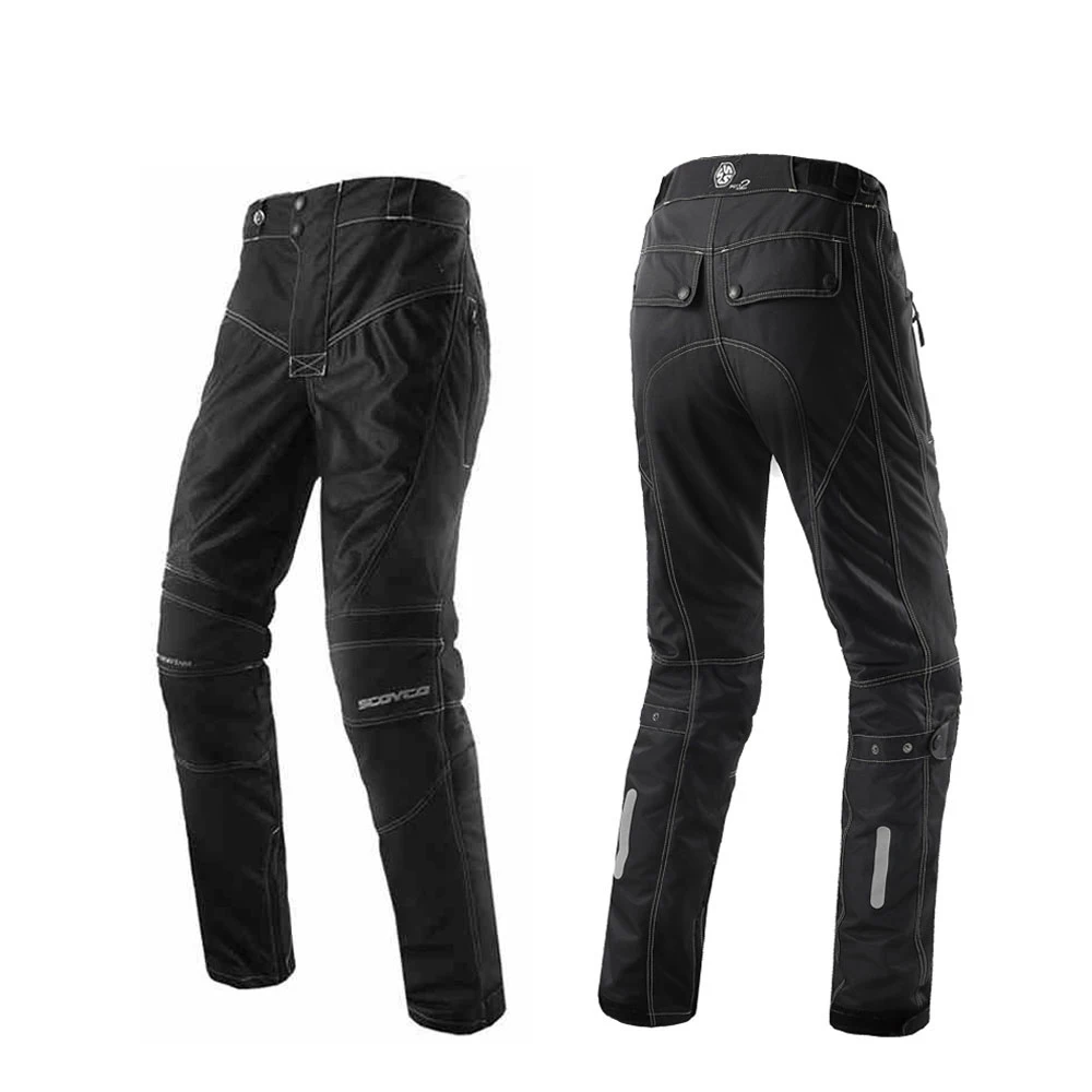 SCOYCO мотоциклетные брюки мужские дышащие мото брюки штаны для мотокросса мотоциклетные Брюки защитные брюки Pantalon Moto - Цвет: Черный