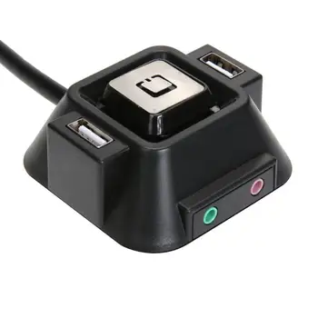 

Mini Desk Mount PC Switch Extender Cable Power on/off Reset Button Switch Extension Cable with Dual USB Port Audio Plug