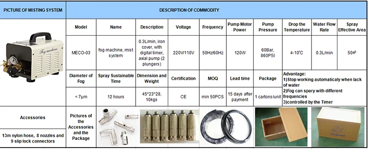 0.3L/min stainless steel cover fog humidifying cooling machine with digital timer