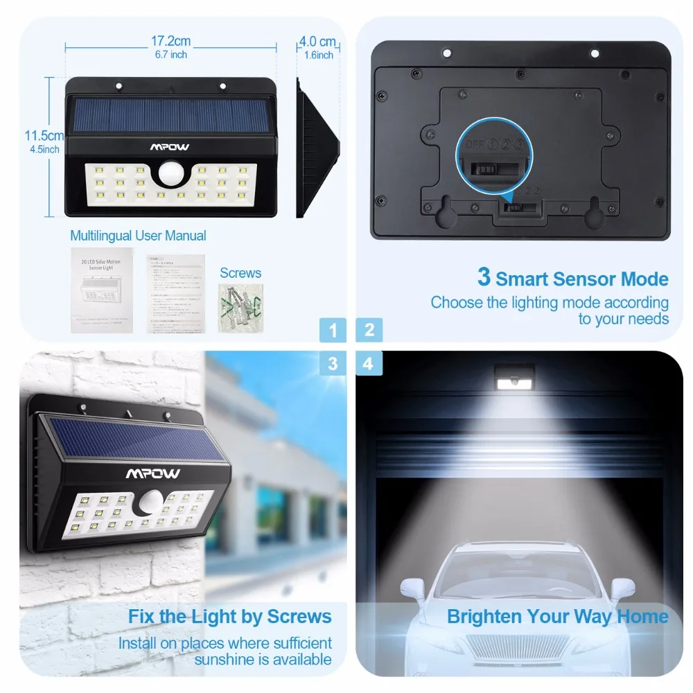 Mpow MSL7 20 LED Solar Powered Outdoor Light  (24)