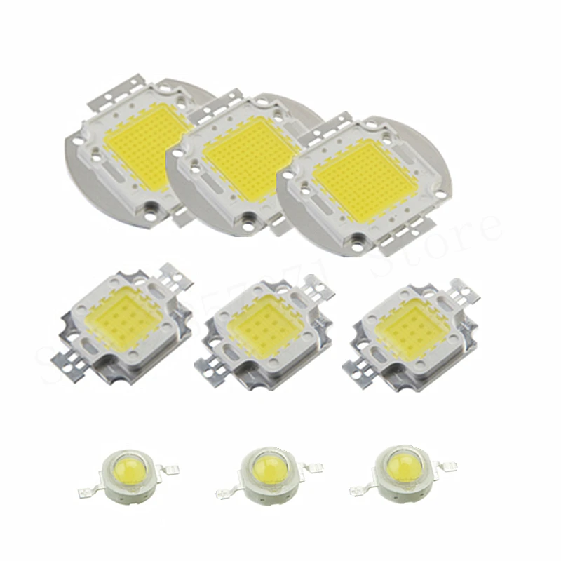 

High Power LED White Chip 1W 3W 10W 20W 30W 50W 100W SMD COB Light Bead