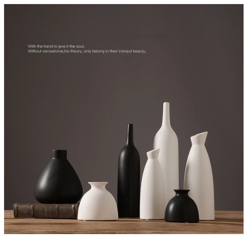 Черно-белая Минималистичная керамическая ваза ручной работы для дома, фарфоровая ваза для цветов, свадебный Декор для дома