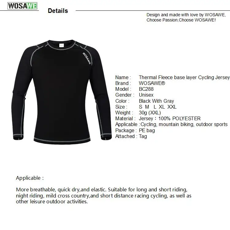 WOSAWE Мужская комбинация для мотокросса Защитная футболка для бега фитнес мотоцикл Baselayer нижнее белье с длинным рукавом флис базовый слой