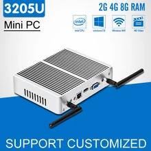Intel Мини-ПК Celeron 3205U двухъядерный безвентиляторный мини-компьютер Окна 10 300 м Wi-Fi HDMI HTPC Android ТВ ящик стола