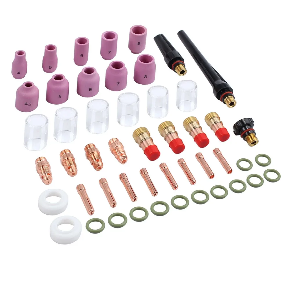 49PCS TIG Gas Lens Collet Body Consumables Kit Fit WP 17 18 26 TIG Welding Torch 49PCS TIG Gas Lens Collet Body Consumables Kit Fit WP 17 18 26 TIG Welding Torch
