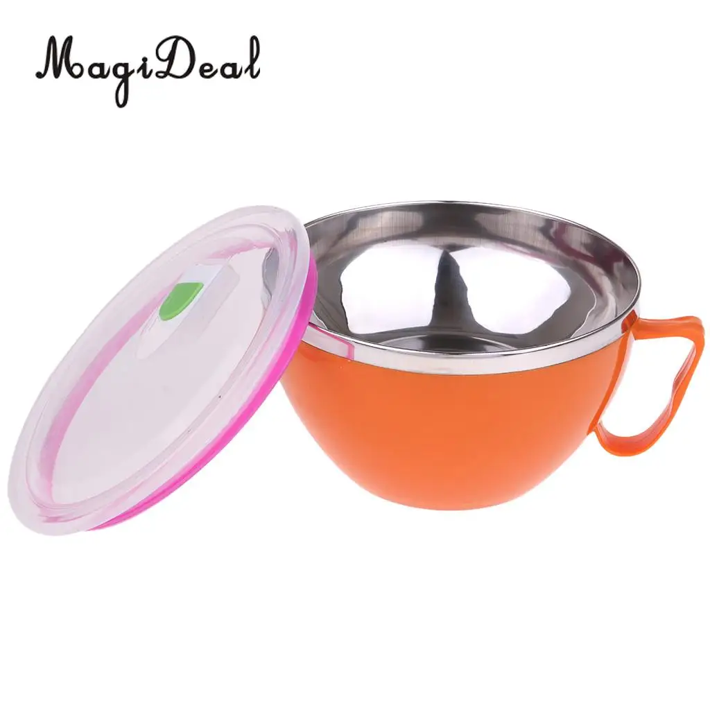 High Quality 2Pcs Insulated Food Container Thermal Round Bowl Lunch Dinner Box for Camping Hiking Travel BBQ Cooking Supplies