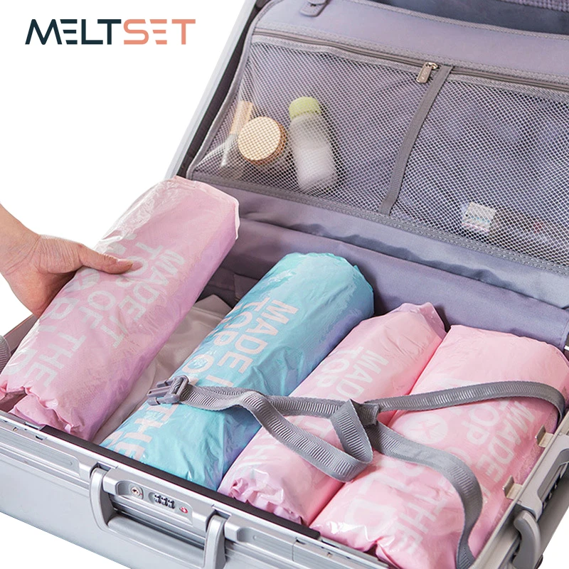 6 قطعة/المجموعة اليد المتداول أكياس مكنسة للملابس أكياس ضغط السفر فراغ حقيبة التخزين ل خزانة الأمتعة منظمة