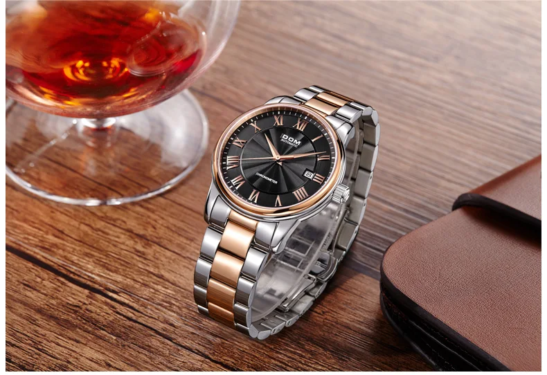 DOM Для мужчин часы механические часы Лидирующий бренд Нержавеющая сталь наручные часы роскошные часы Для мужчин Дата часы Reloj Hombre Горячие
