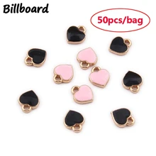 50 шт./пакет 7x6 мм цинковый сплав Эмаль амулеты мини сладкий сердечными амулетами для DIY ожерелья ювелирные браслеты аксессуары металлическими декоративными элементами