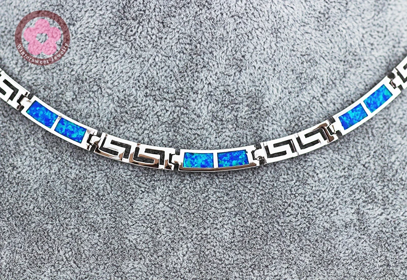 JZN0010 Одежда высшего качества драгоценные синий опал камень серебро Цепочки и ожерелья Мода Цепочки и ожерелья для Для женщин цепь ювелирных украшений Цепочки и ожерелья унисекс