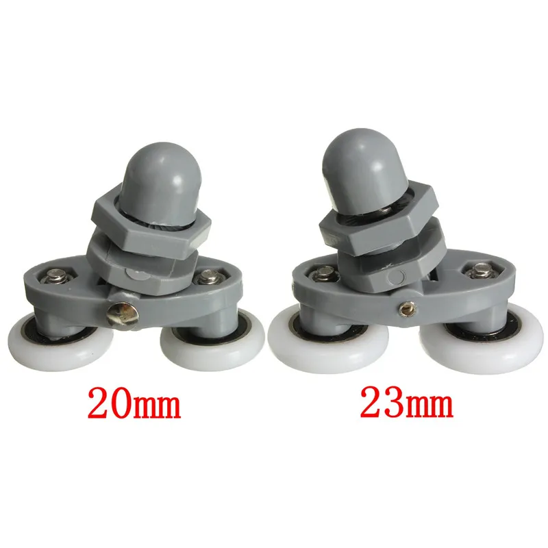 

4Pcs 20/23mm Zinc Alloy Twin Bottom Top Shower Door Rollers Pulleys Wheels Runners Newest