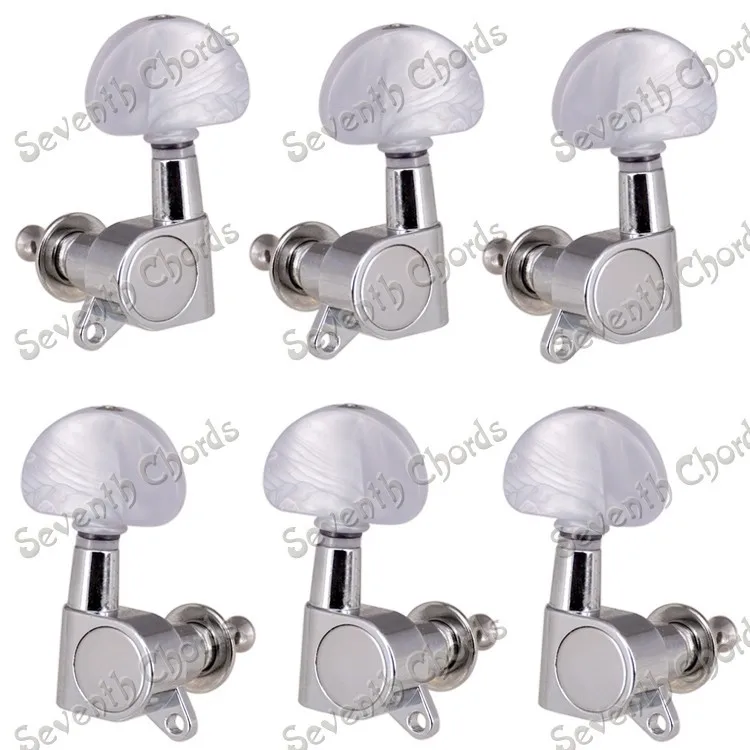 White pearl semi circle handle full enclosed folk guitar string buttons