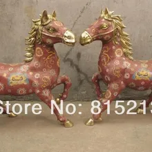 Bi00653 34 Китай Royal чистый Медь Bronze перегородчатой Лаки Foo Dog Лев лошадь конь пара